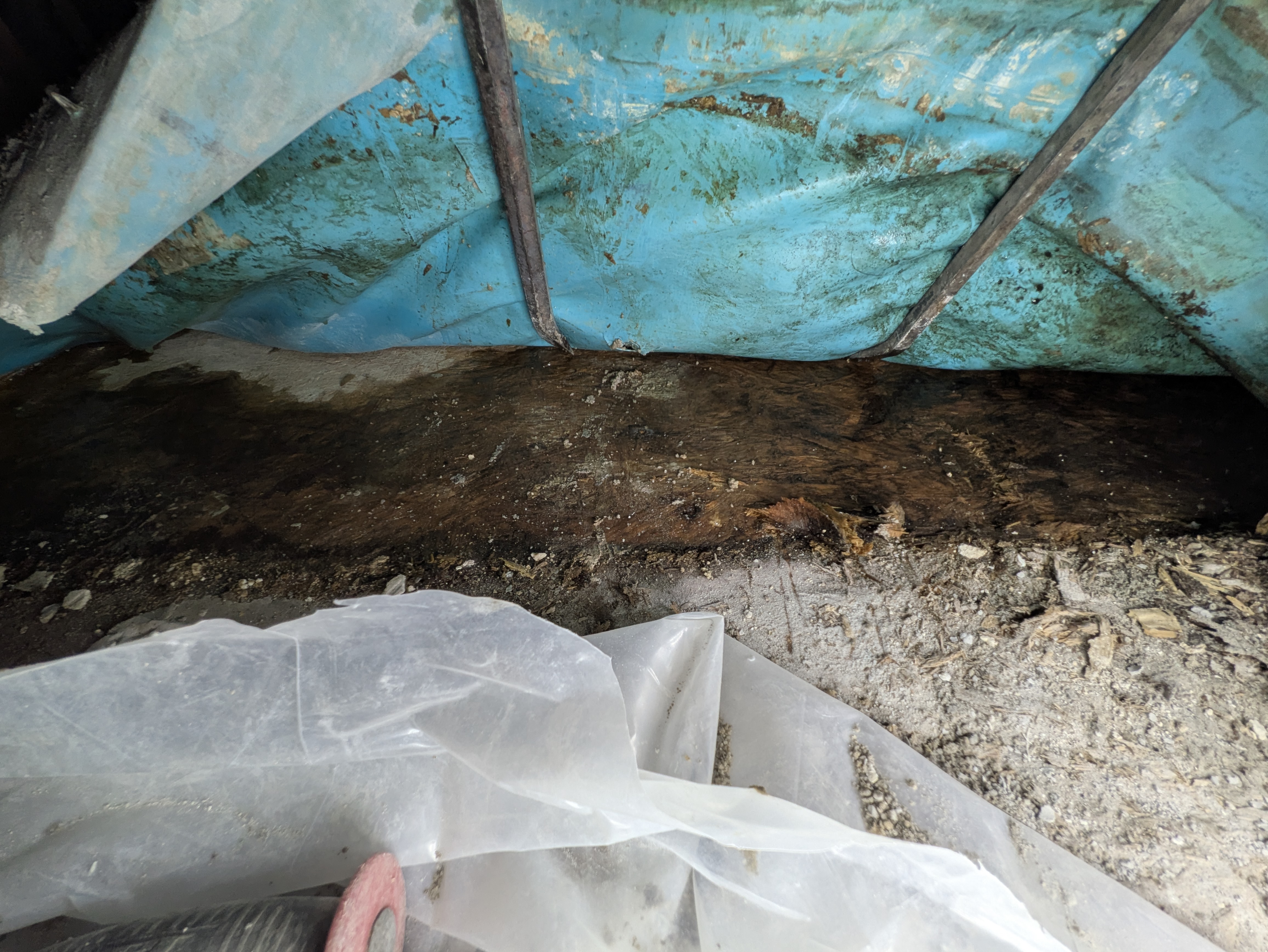 Vapor barrier and insulation under a bathroom floor in Normaltown